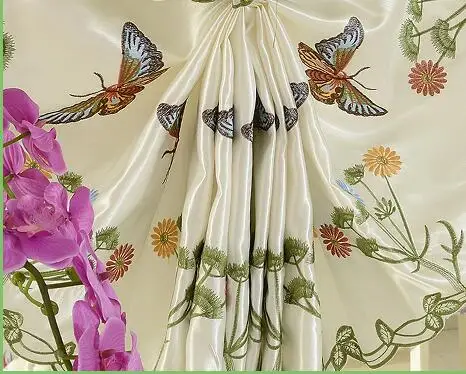 Polyester Sateen Junwell Новинка Бабочка вышивка лента римская занавеска домашняя волна Европейская кухня Тюль занавеска для балкона ВУАЛЬ 1 шт./лот - Цвет: Polyester Sateen
