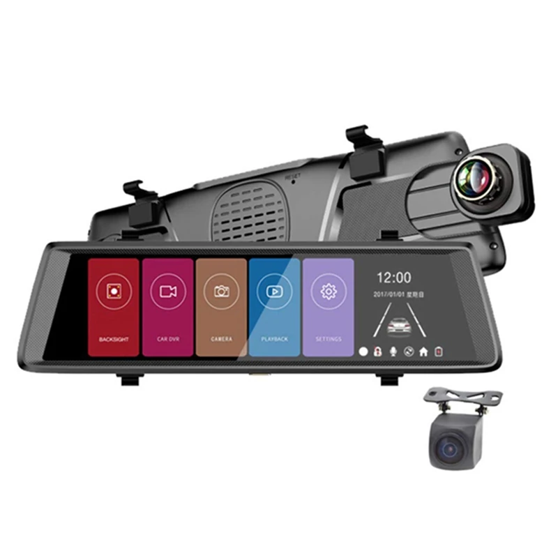 Запасная камера Dash Cam 10 дюймов пресс экран 1080 P два объектива Full Hd заднего вида 170