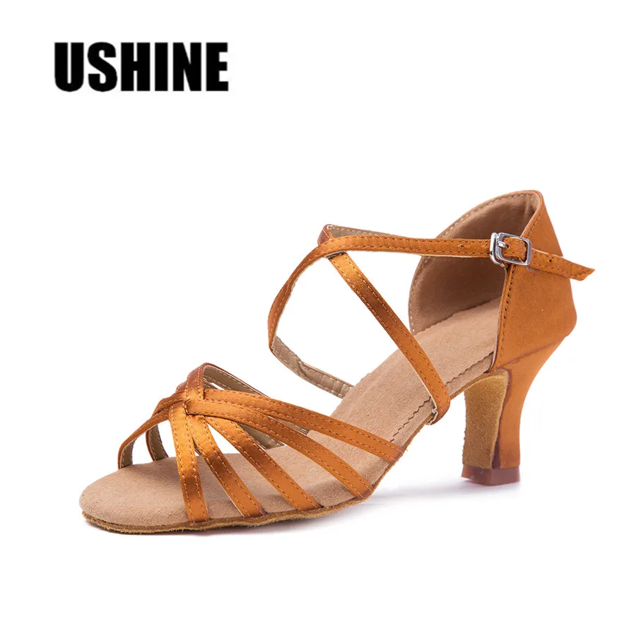 Хит продаж атласные туфли USHINE WZJ на каблуке 7 см женские для латиноамериканских