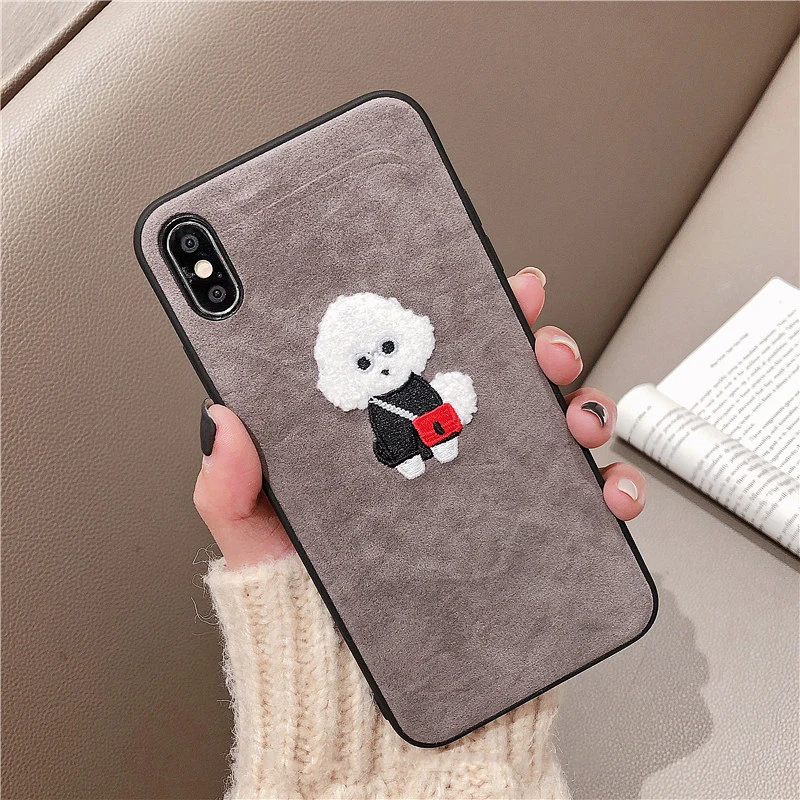 Чехол для телефона GlamPhoneCase с плюшевой вышивкой и рисунком собаки iphone XS Max XR 8 8plus 7