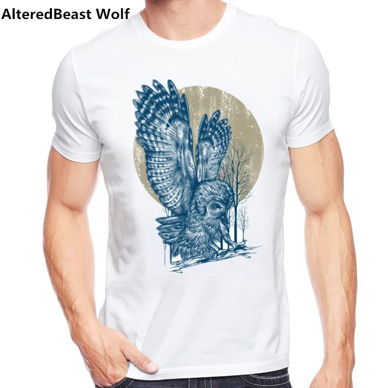 Новинка 2017 мужские Модные футболки с коротким рукавом и принтом в виде совы