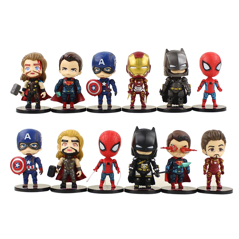 6 шт./лот Super Hero цифры Тор Железный человек Капитан Америка Человек паук модель