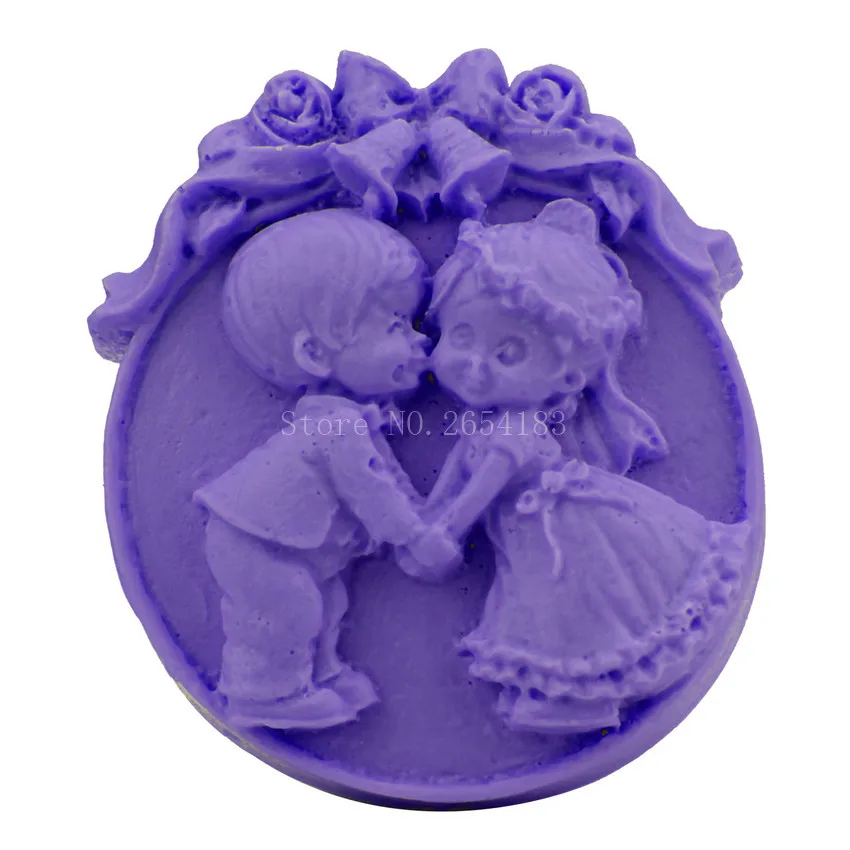 Девушка и мальчик День Святого Валентина поцелуй свадебное Силиконовое мыло для