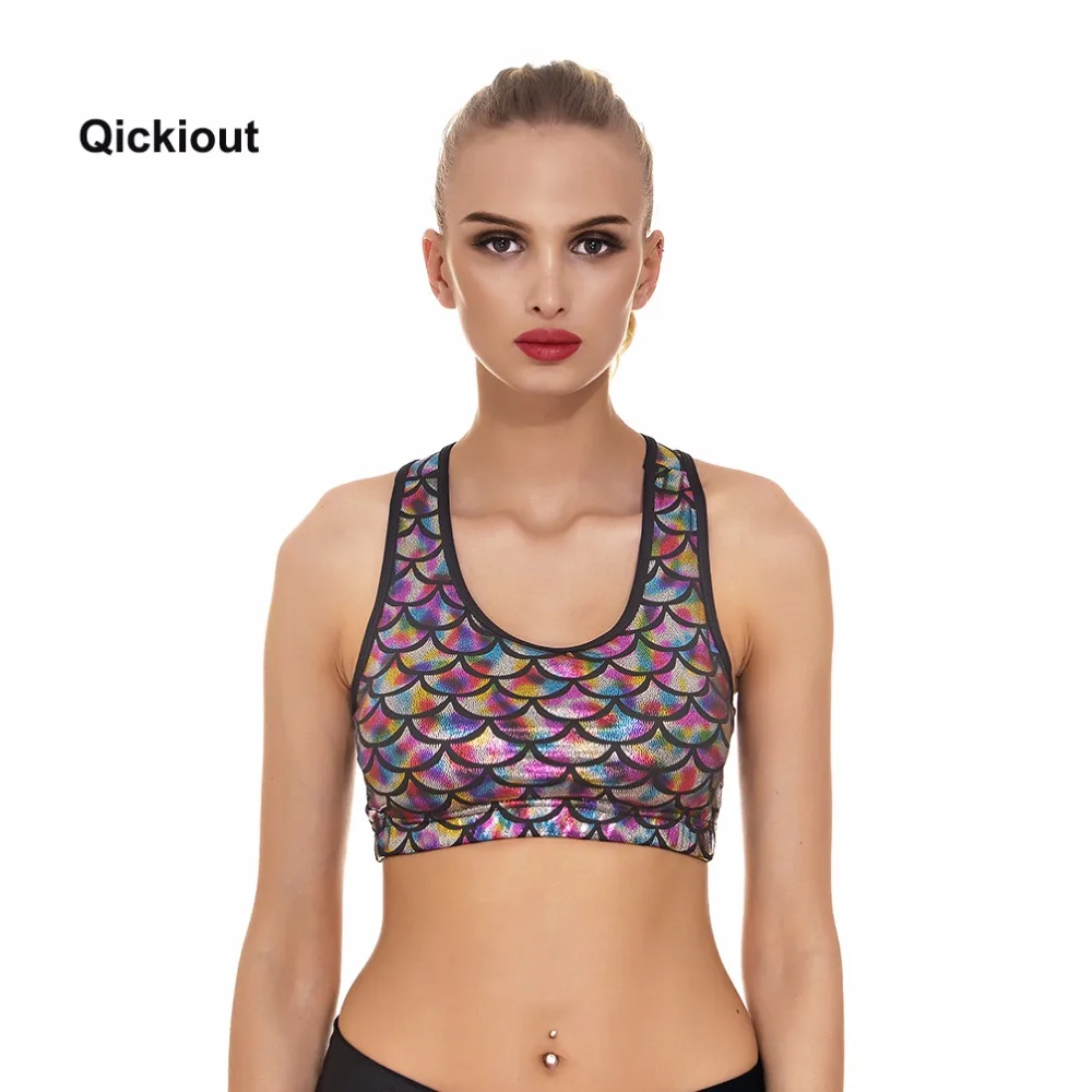 Qickitout бюстгальтер, новинка, бюстгальтеры, 12 цветов, Русалка, чешуя, новинка, бюстгальтер для фитнеса, тонкий бюстгальтер для женщин, тянущийся кроп-топ, Прямая поставка
