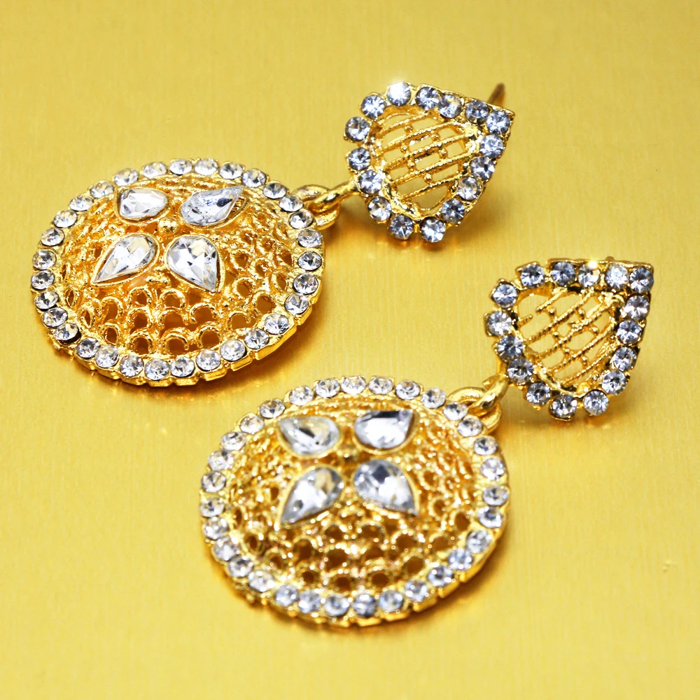 Просто чувствуйте себя золотым кристаллом ожерелье красочные серьги в виде