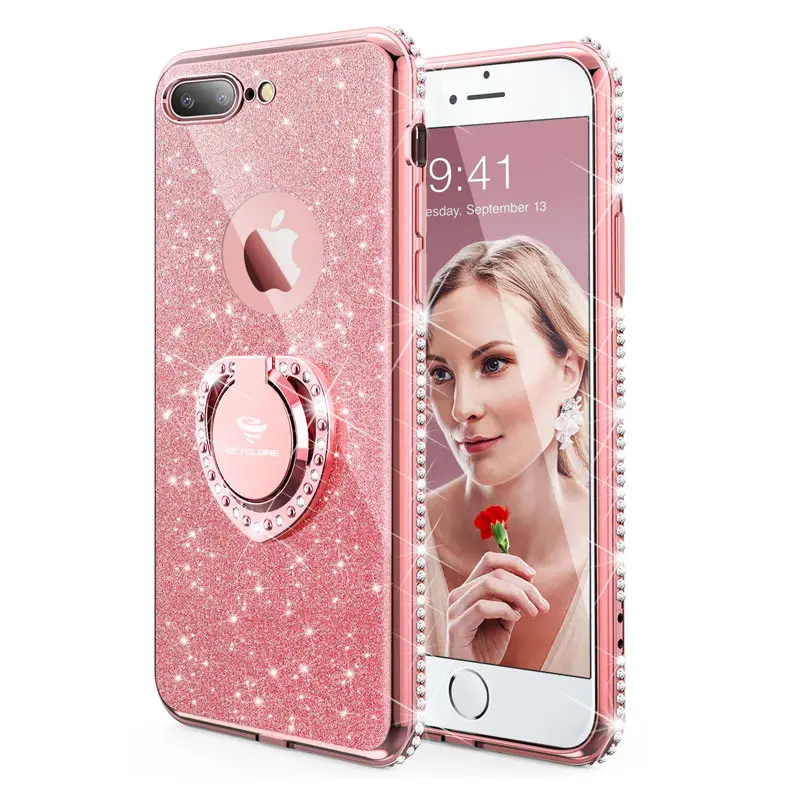 Милый чехол для iphone 7 plus роскошный в форме сердца с подставкой и ремешком