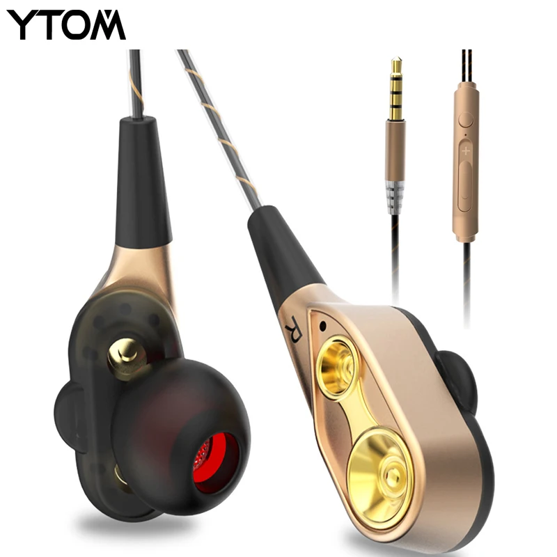 YTOM Special Edition наушники с микрофоном 3 5 мм HD HiFi в ухо Мониторы бас стерео двойной