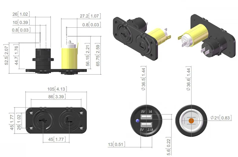 Зарядное устройство DC 5 В с двумя USB портами А и 1 + 12 В|cigarette plug adapter|lighter adaptercar adapter |