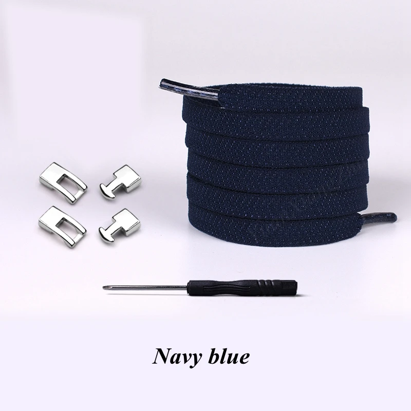 Navy blue Новинка, 1 секундный Эластичный шнурок с перекрестной пряжкой, шнурки для детей и взрослых, унисекс, кроссовки, быстро не завязываются, шнурки для обуви, шнурки для ленивых шнурков - Цвет: Navy blue
