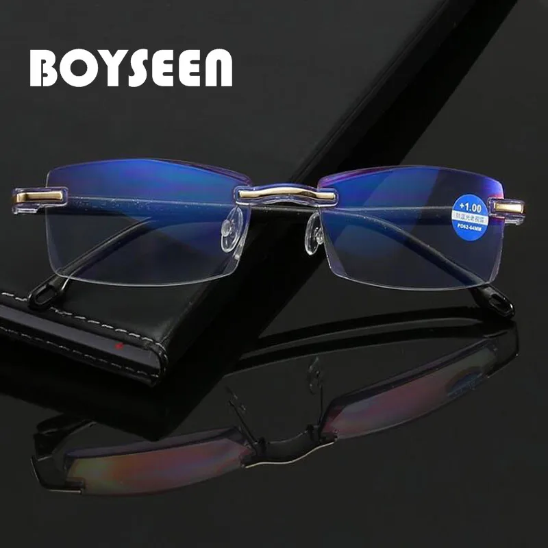 

BOYSEEN унисекс безрамочные очки для чтения при пресбиопии с защитой от голубого света 802