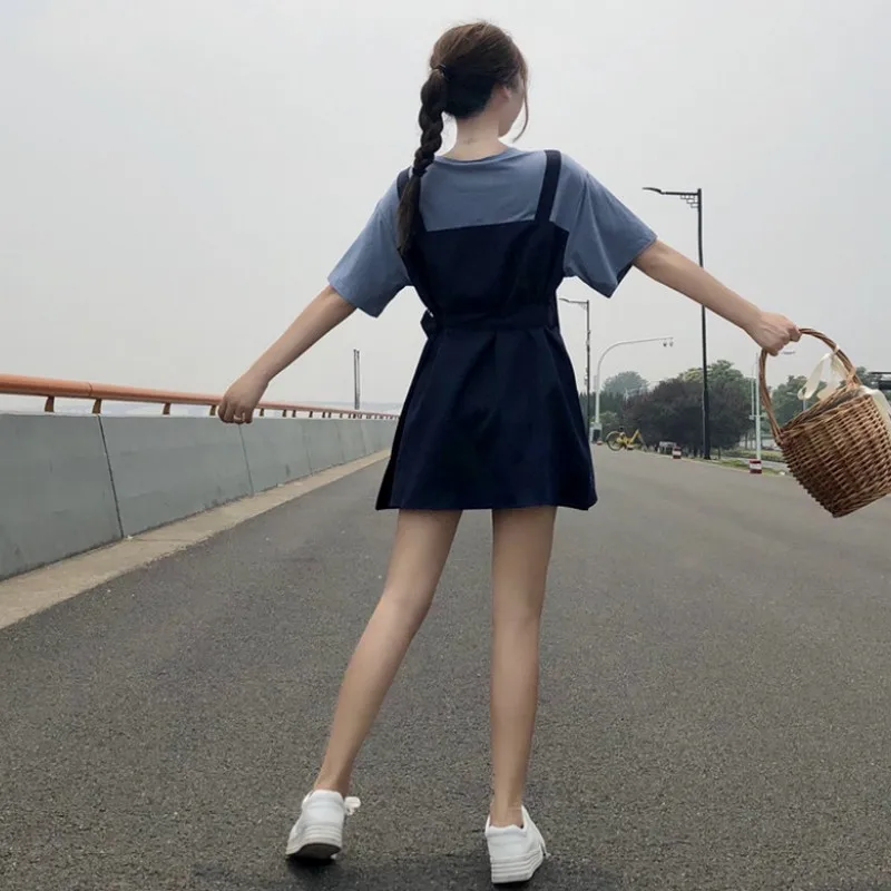 Корейский стиль шить поддельные из двух частей ремень женский студенческое