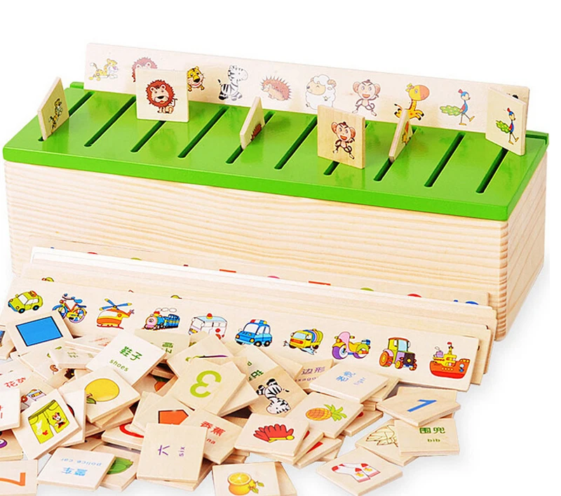 Montessori Wooden Puzzle Early EducationToys Knowledge Classification Box Mathematical Cognitive Matching |