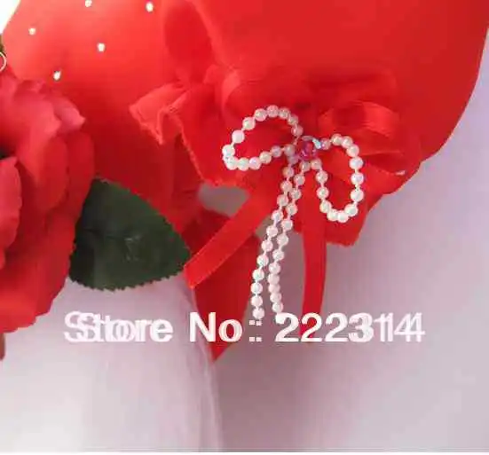 Free Shipping Girls' wedding dress Roses romantic princess short sleeved red color 7pcs lot EMS free shipping 602|dress waistcoat|dresses