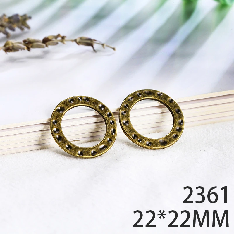 

22*22mm 10pcs Circle Alloy Pendant For Diy Jewelry Making 2 Colors Antique Silver Antique Bronze No.2361