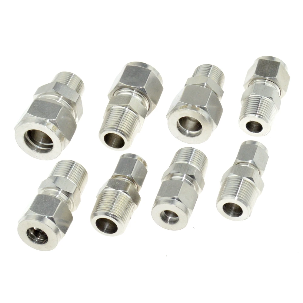 3/8 "PT NPT наружная резьба x 6 мм 8 OD трубка с двойным наконечником компрессионный