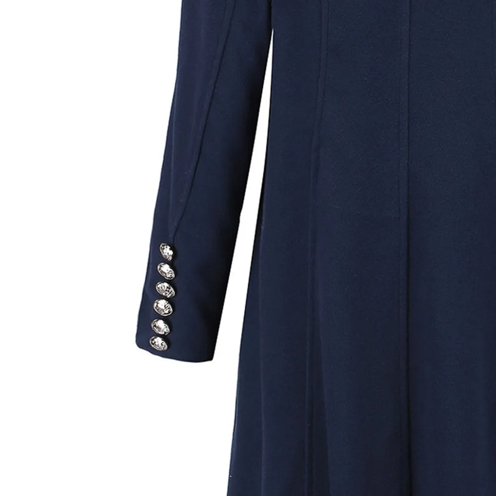 

Winter Black Long Woolen Coats Women Autumn Overcoats Windbreaker Warm Fashion Slim Button Office Ladies Elegant Outerwear Coat