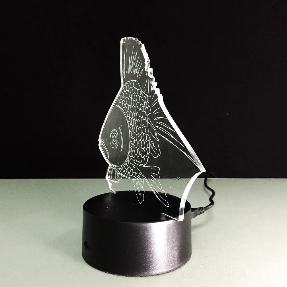 3D креативная Настольная лампа с золотой рыбкой миниатюрные светодиодные лампы