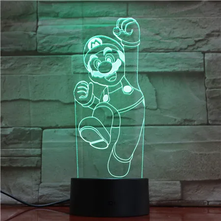 3D светодиодная USB-лампа в виде супермарио акриловая мультяшная 3d-фигурка
