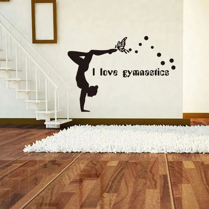 

I Love Gymnastics Dancing Butterfly Wall Stickers for Living Room Girls Bedroom Wall Decor