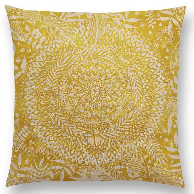 Boho Art Красочные цветы великолепные цветочные каракули растительной геометрии Мандала декоративная картина Автомобильная Подушка Чехол - Цвет: a007010