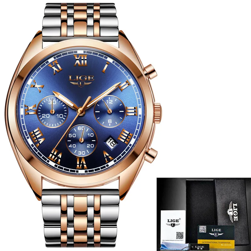 

Relogio Masculino LIGE Mens Watches Top Brand Luxury Leather Casual Quartz Watch Men All-steel Military Sport Waterproof Clock