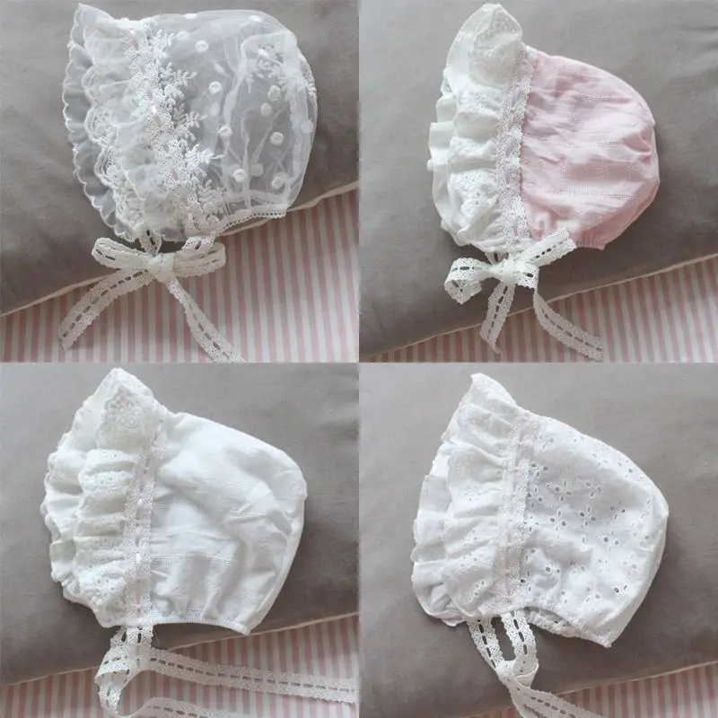 

Summer Sweet Newborn Cap Child Wide Side Lace Lacing Hat Maternal and Child Supplies Princess Cool Baby Girls Hats