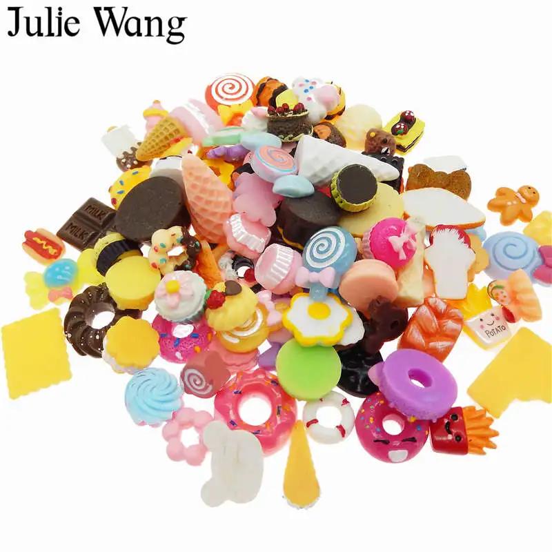 Julie Wang 100 шт. Смешанная полимерная для торта Хлеб леденцы кабошон слайм