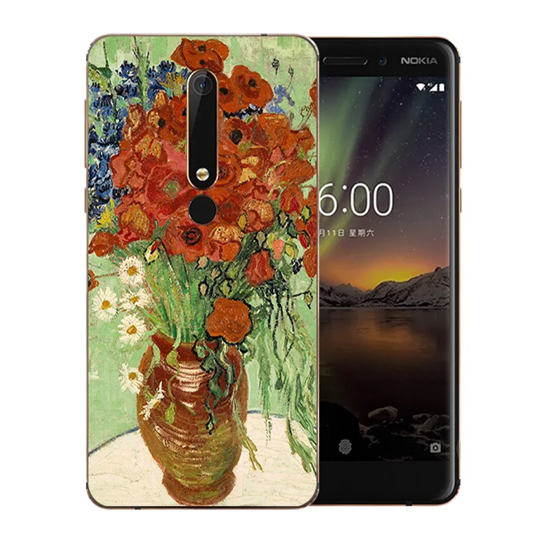 5 дюймов для Nokia 6 2018 чехол телефона второе поколение 2th Ван Гог шаблон Мягкий