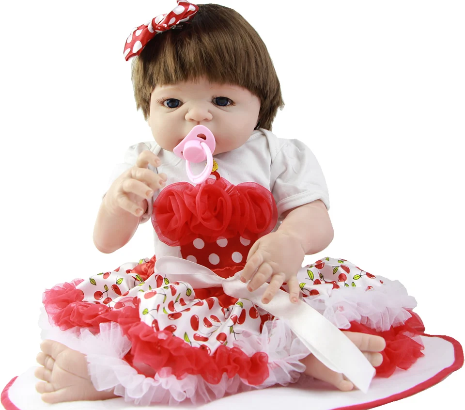 

23inch full silicone Newborn baby Doll babies bebe bathe adorable real reborn girl for Kids Handmade Princess Bonecas for sale