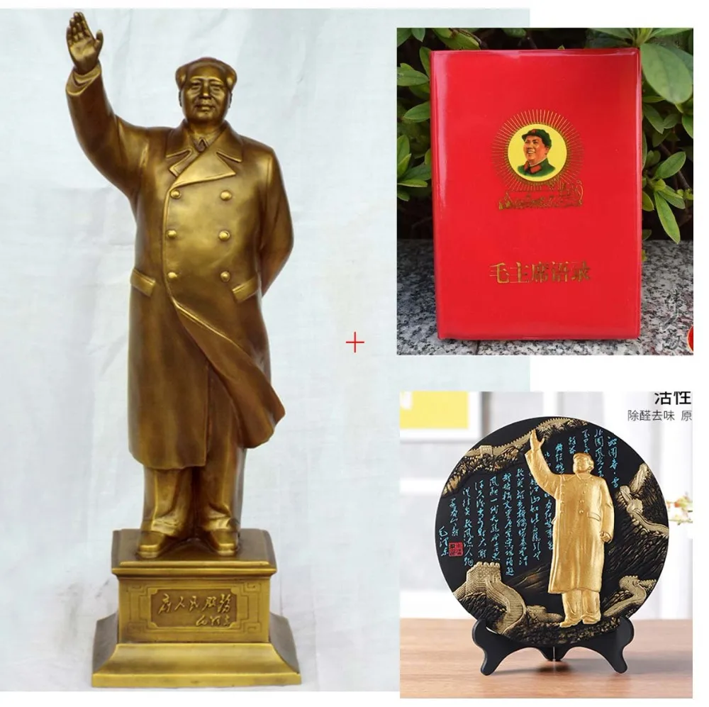 

Домашний офис топ бизнес Декор Искусство # Китай Великий лидер Мао Цзэдун председатель Мао Медная скульптура статуя + книга + декоративная т...