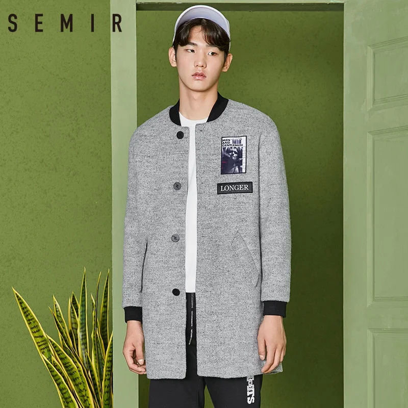Semir шерстяное пальто мужское 2019 зимнее новое длинное Корейская мода ветровка для