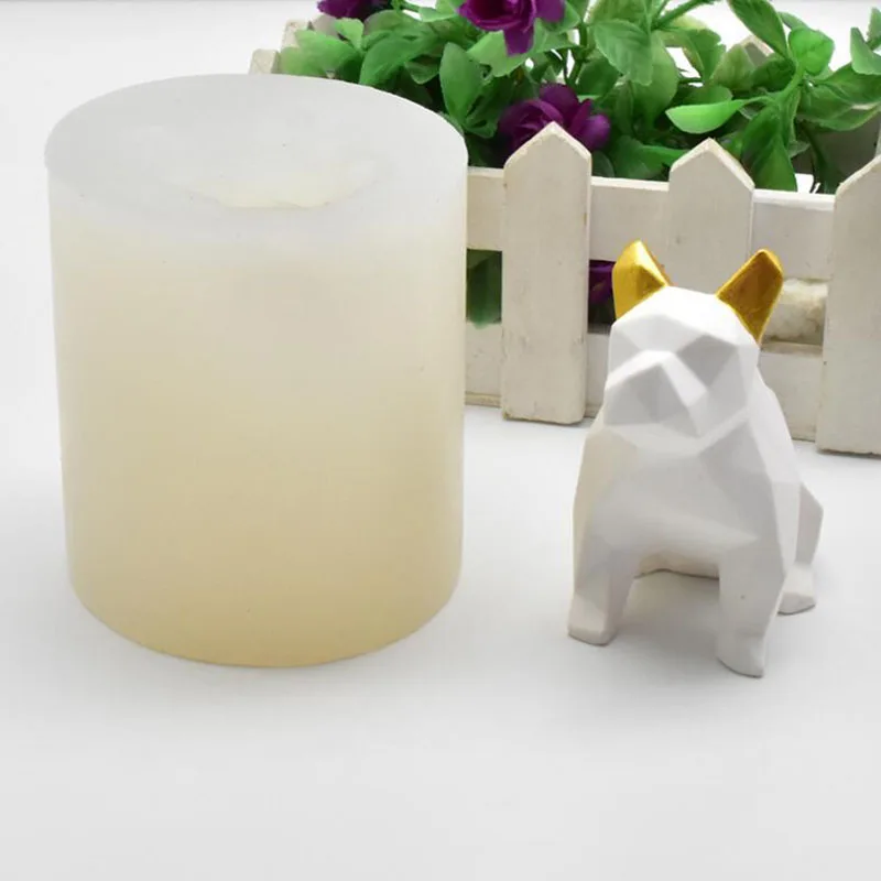 

Geometric Dog Silicone Mold Aromatherapy Plaster Mould Car Home Decoration Bulldog DIY Clay Gypsum Molds