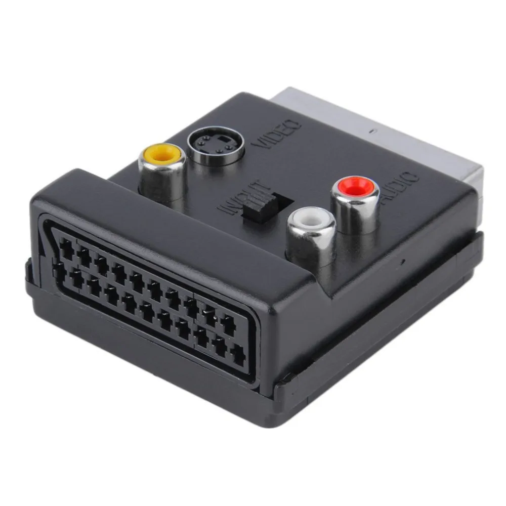 Convector able Scart Male-Female S-Video 3 RCA аудио адаптер Черный scart rca |