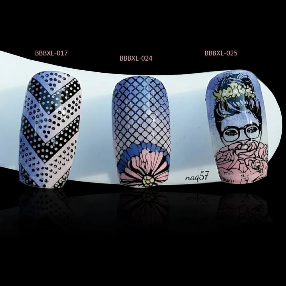 BeautyBigBang штамповка для ногтей с геометрическим рисунком Цветочных Элементов шаблон для ногтей пластина прямоугольный трафарет штамп BBB XL-024