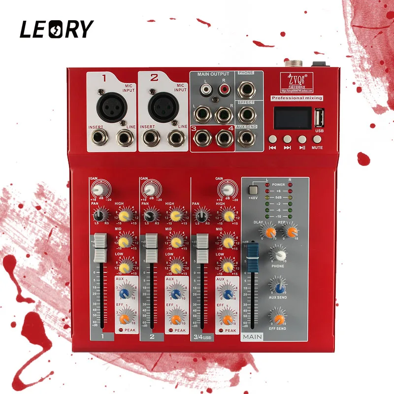 LEORY multi покрытие фортепиано краска красный цифровой аудиомикшер