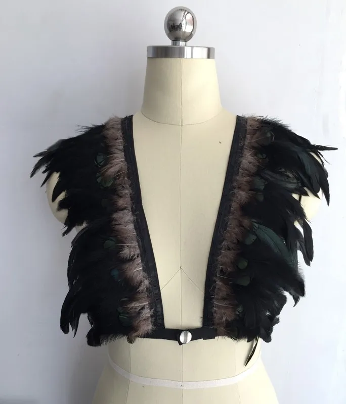 Goth Feather жгут винтажный бюстгальтер для тела 90 й стиль гипюр нижнее белье фетиш