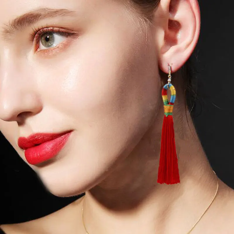Винтаж этнические длинные серьги кисточкой Для женщин 2019 Мода чешского падение