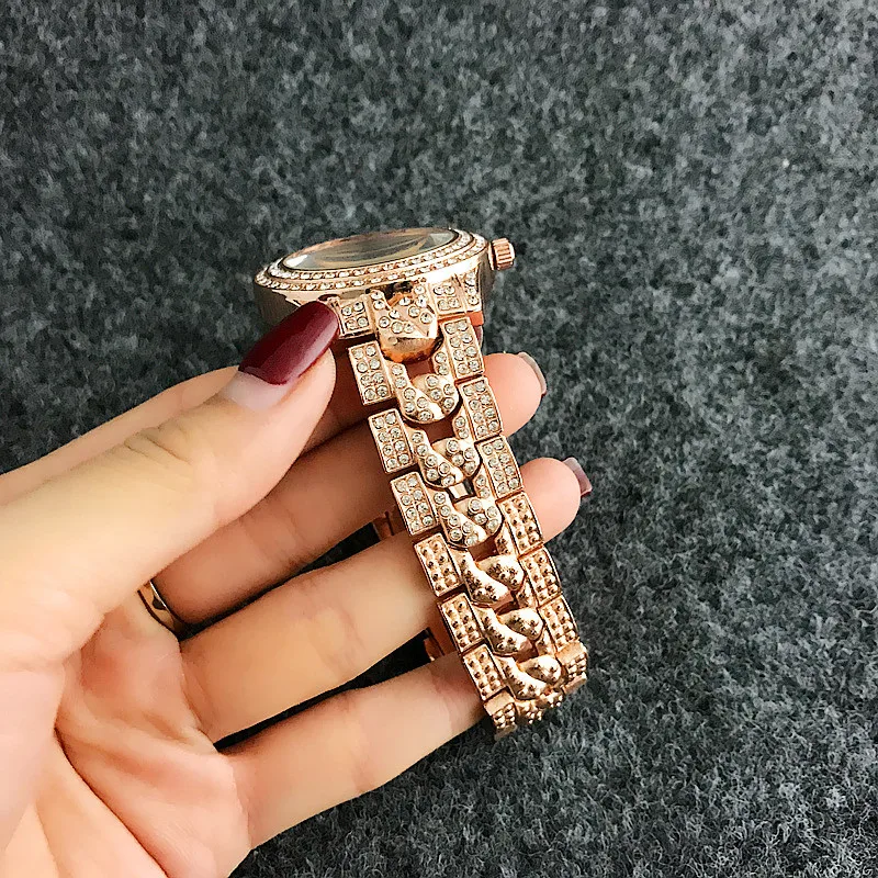 Relogio Feminino розовое золото женские часы ярко розовые Кристальные модные известный