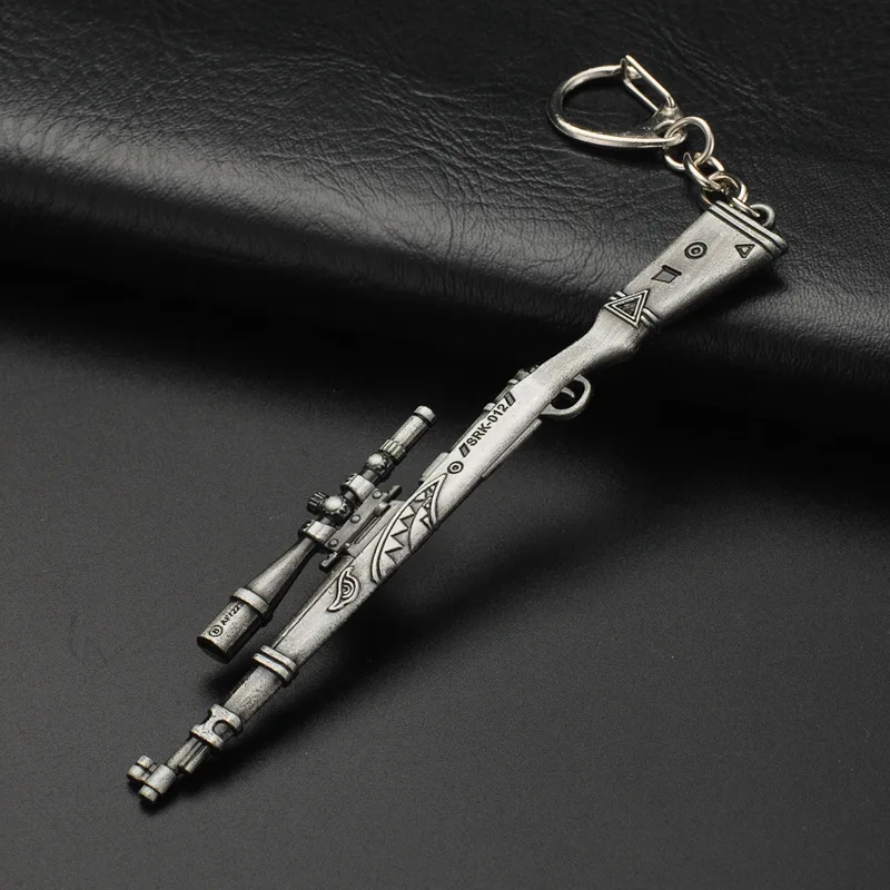 PUBG CS GO Weapon Key Ring AK47 gun Model Shark 98K Sniper Rifle Keychains For Men's Gift Souvenir 10CM2019 Popular Game | Украшения и