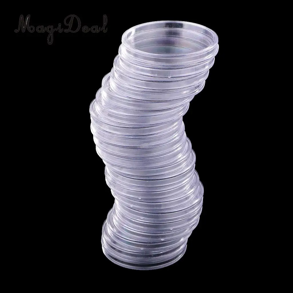 45mm MagiDeal Одежда высшего качества, 20 штук, прозрачные круглые Пластик монета контейнер для капсул хранения держатель Чехол 41/45/50/60 мм для монета Коллекция подарков - Цвет: 45mm