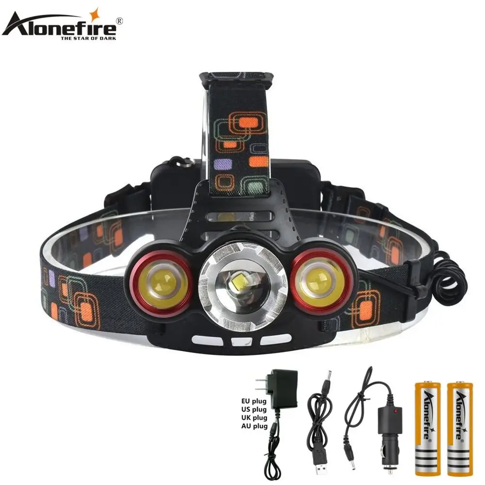 AloneFire HP93 T6 Zoomable headlamp zoom camping light led Rechargeable Headlamp CREE XM-L + 2*LTS 6000 Lumens Flashlight | Лампы и