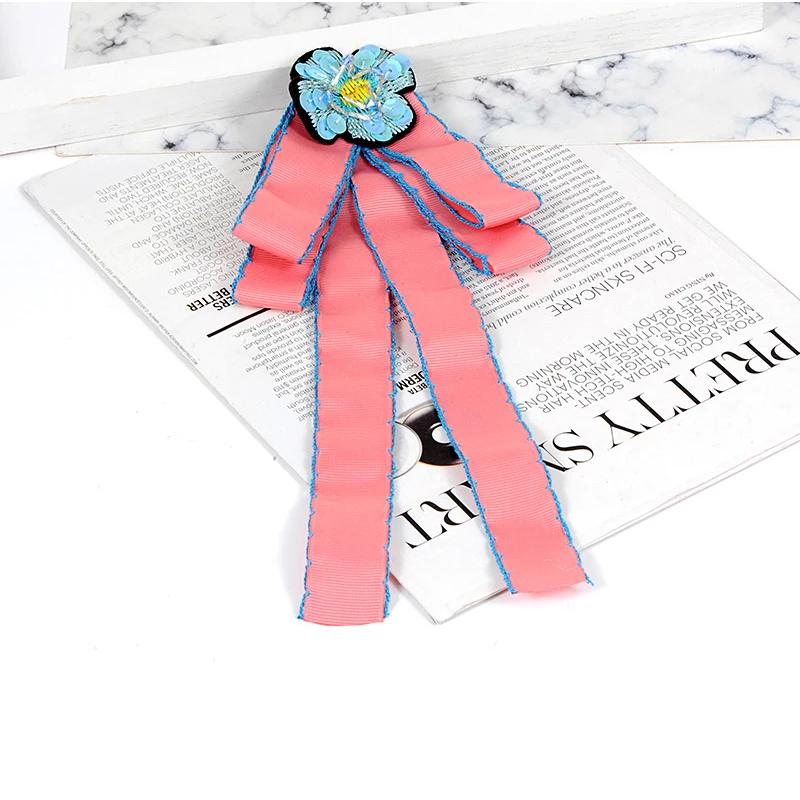 ZHINI New Arrival Printing Flower Bow knot Tie Brooches Jewelry For Women Wedding Collar Cloth Accessories Female Brooch | Украшения и