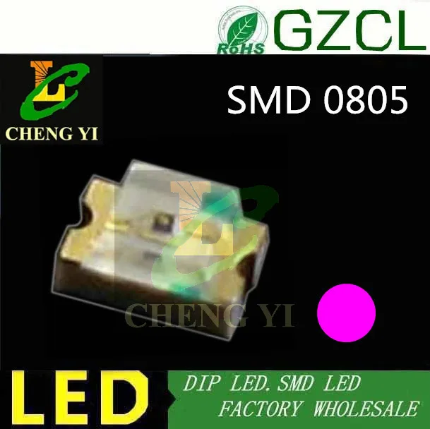 X38 розовая упаковка 0805 светодиод SMD чип диод розовое поверхностное крепление