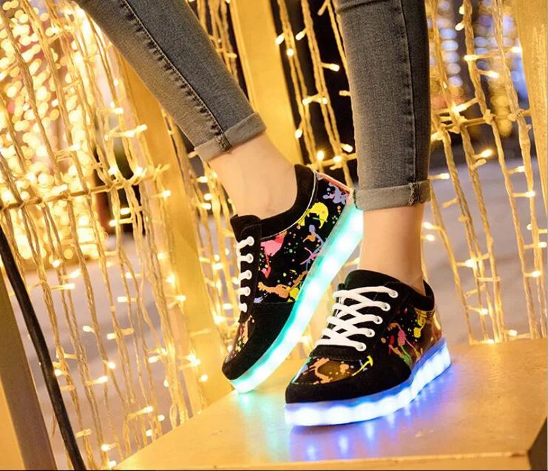 Size35-44 красочные обувь с зарядкой usb светящиеся кроссовки со светодиодами легкие