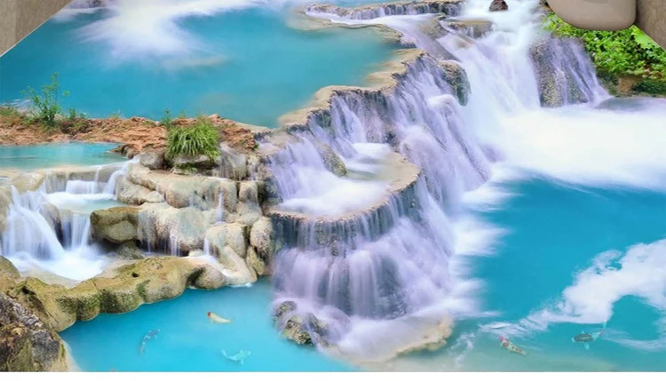 Водопад проточной воды 3D Пол фрески гостиной напольный для ванной и спальни украшения живопись ПВХ самоклеющиеся Настенные обои