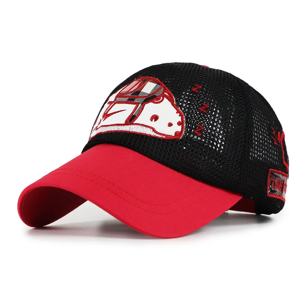 Black TOHUIYAN Lovely Cartoon Baseball Cap For Children Summer Breathable Mesh Trucker Caps Kids Boys Girls Fashion Hip Hop Hats - Цвет: Black