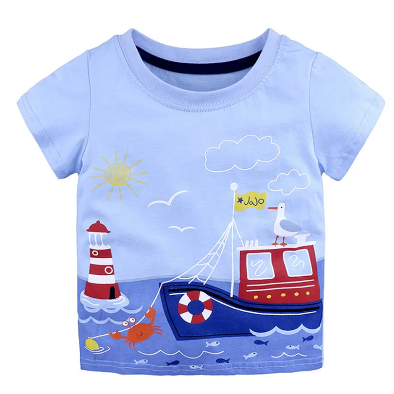 A Baby Clothing Children Boys Girls T-shirts Monster 95%Cotton Short Sleeve Print Crocodile T Shirt for Boy Tops Tees Kids Clothes - Цвет: A