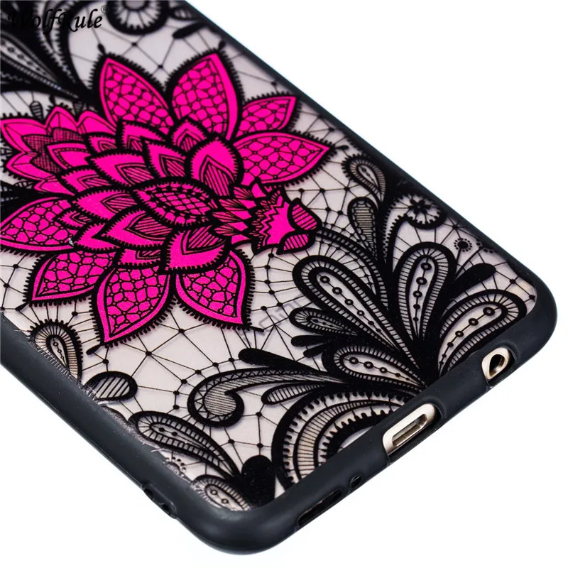 For Cover Huawei Honor 7X Case TPU &amp PC Embossed Lace Rose Bumper Phone Mate SE 5.93'' |