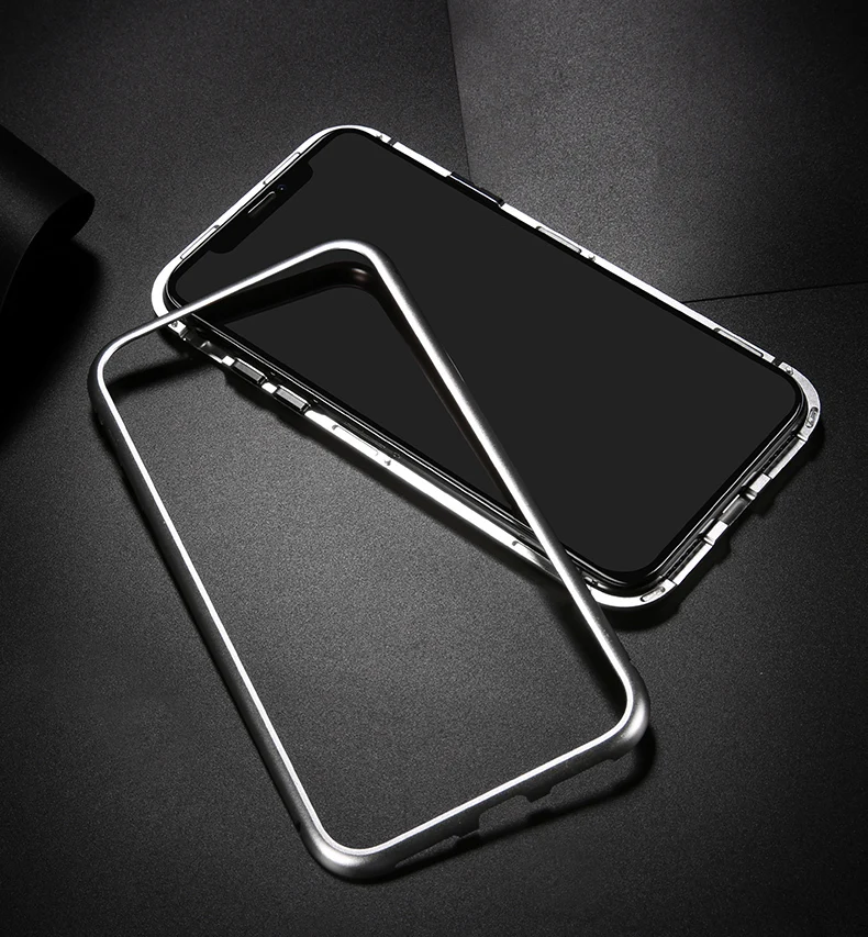 Магнитная адсорбции флип чехол для телефона iPhone X задняя закаленное Стекло +