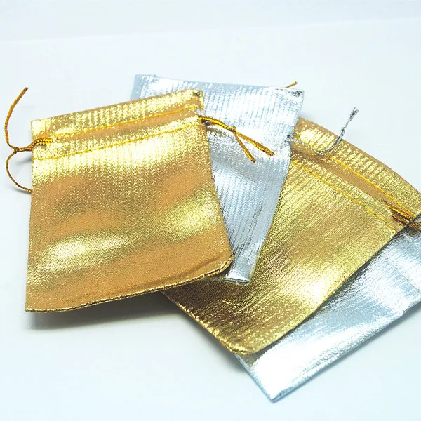 

50pcs Golden Pouches Silver bags classic gift packaging material size 7x9cm jewelry accessories and beads collections wholesale